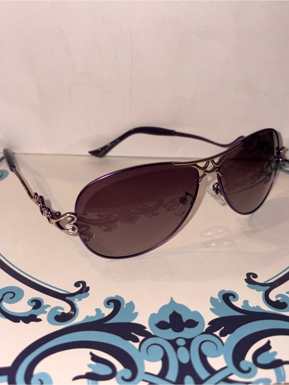 New Purple Women's Aviator Sunglasses with Decorative Temples